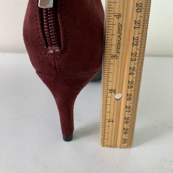 LifeStride Size 8W Annette Pointed Toe Kitten Heel Shooties Burgundy Faux Suede - Picture 12 of 15